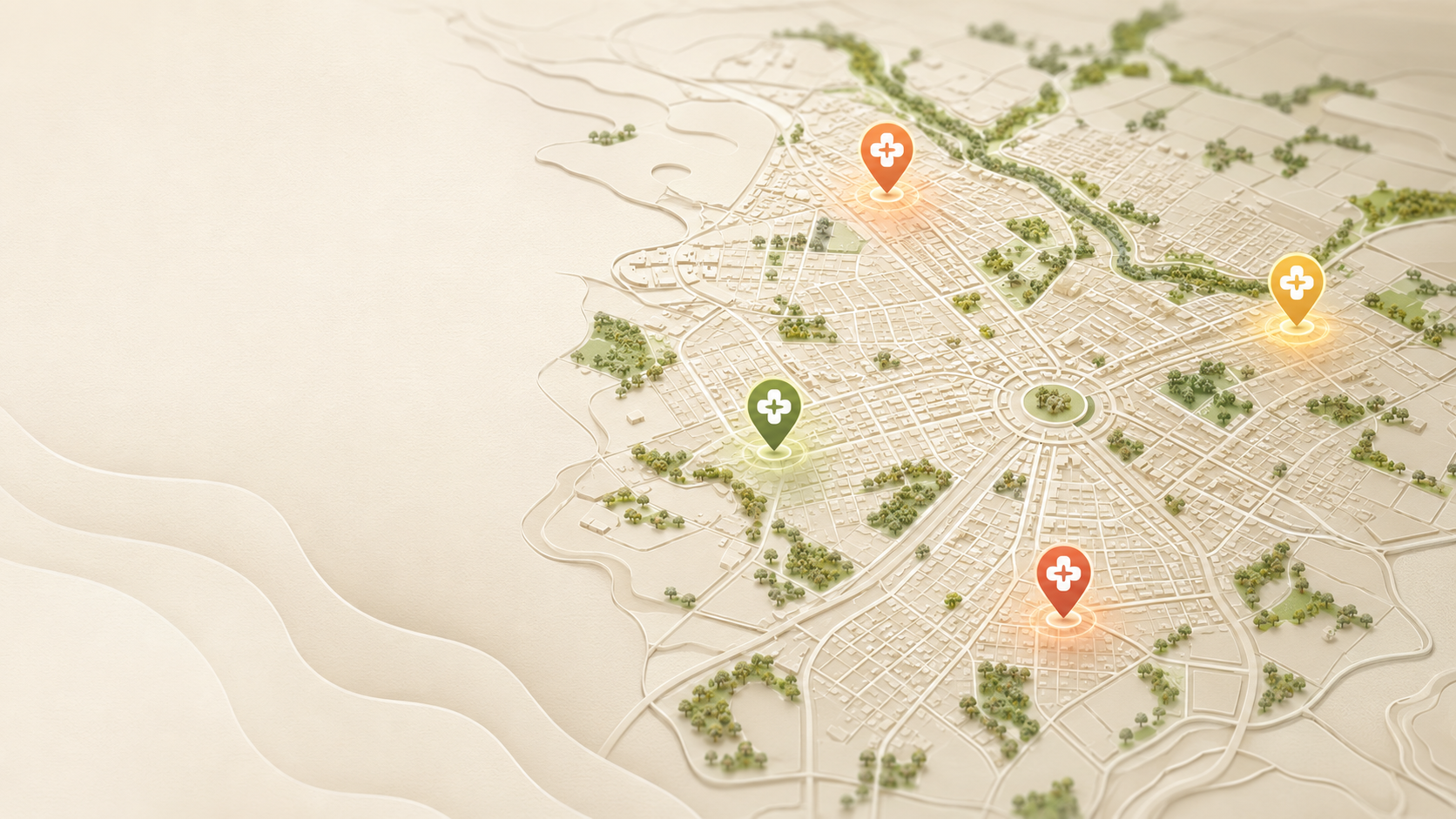 Mapa conceitual ilustrando as quatro unidades Therapeutica em Mato Grosso
